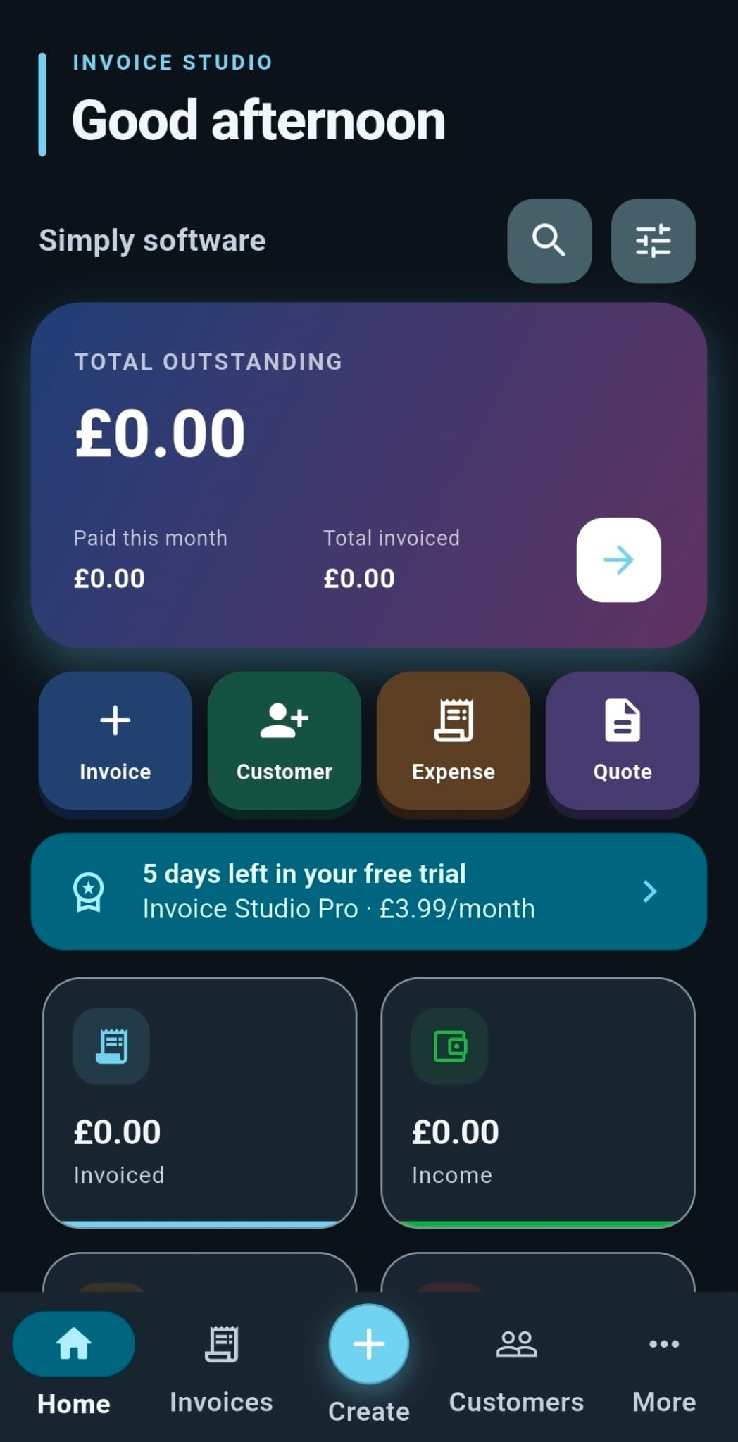 Invoice Studio mobile home