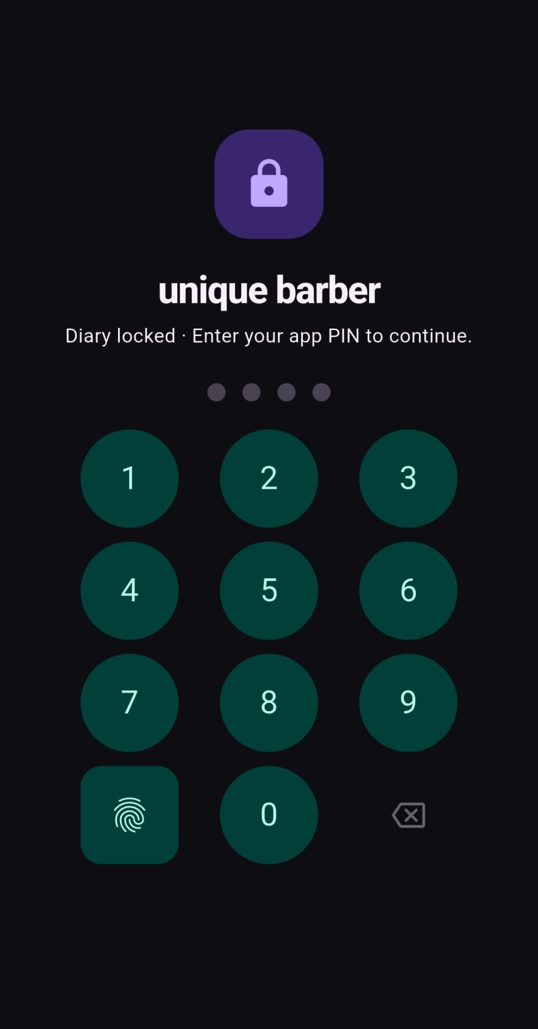 Booking app PIN lock