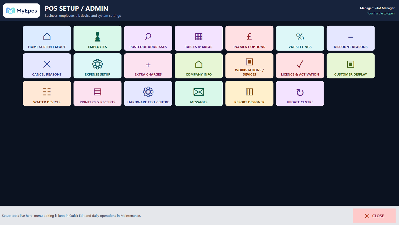 POS setup & admin