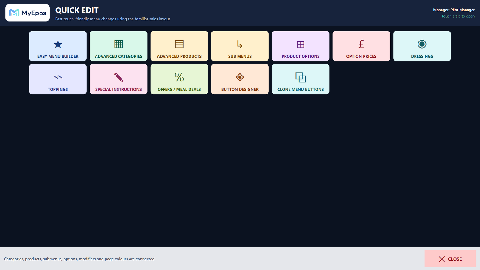 Quick Edit menu builder