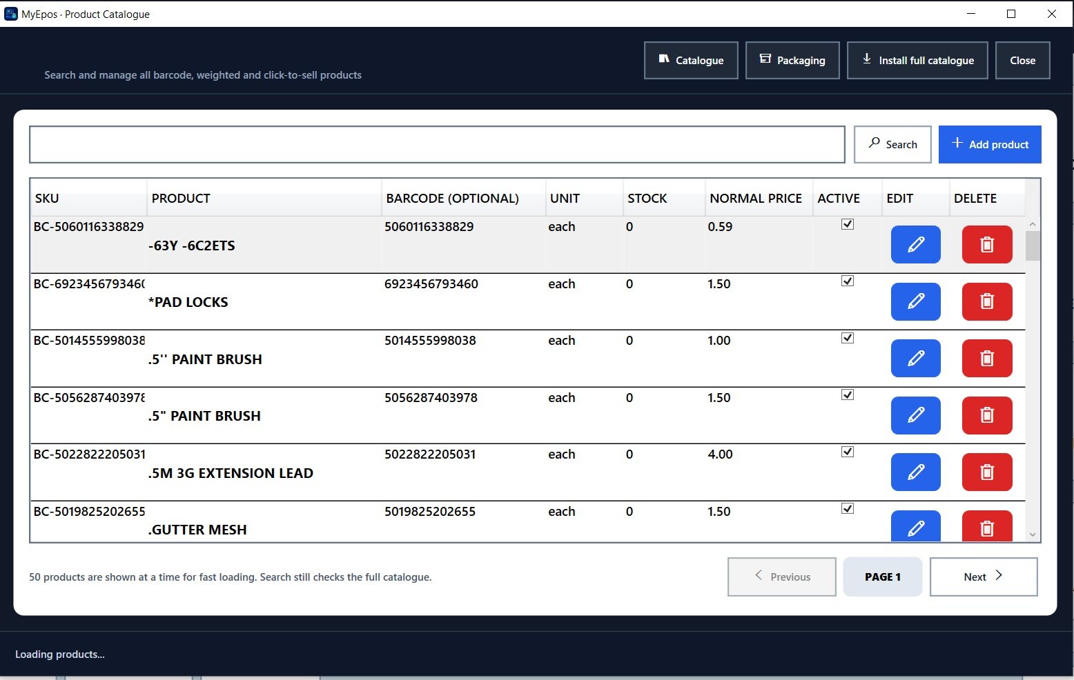 Product Catalogue — barcode, weighted & click‑to‑sell